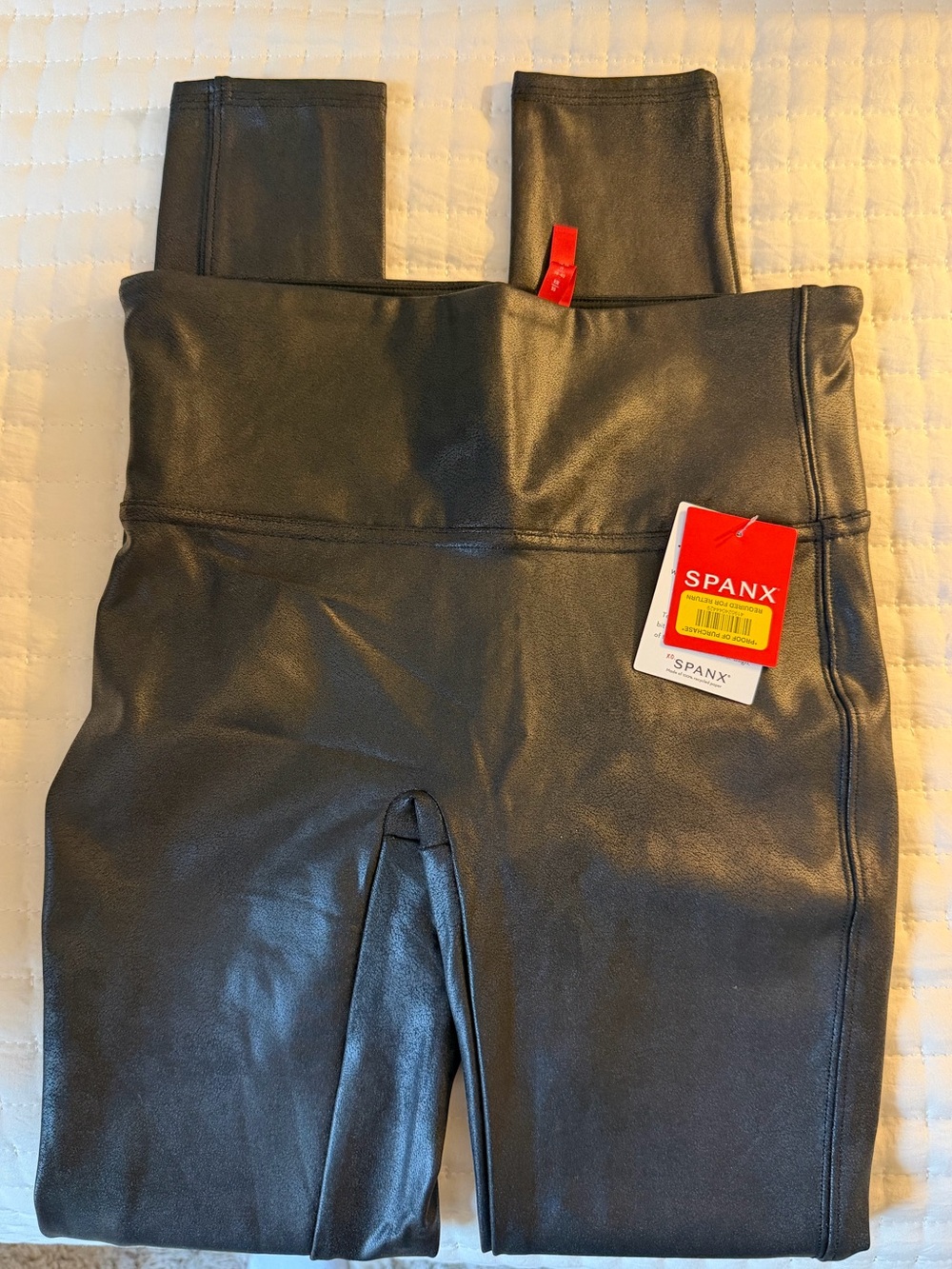 SPANX Black Faux-Leather Leggings NWT Size S